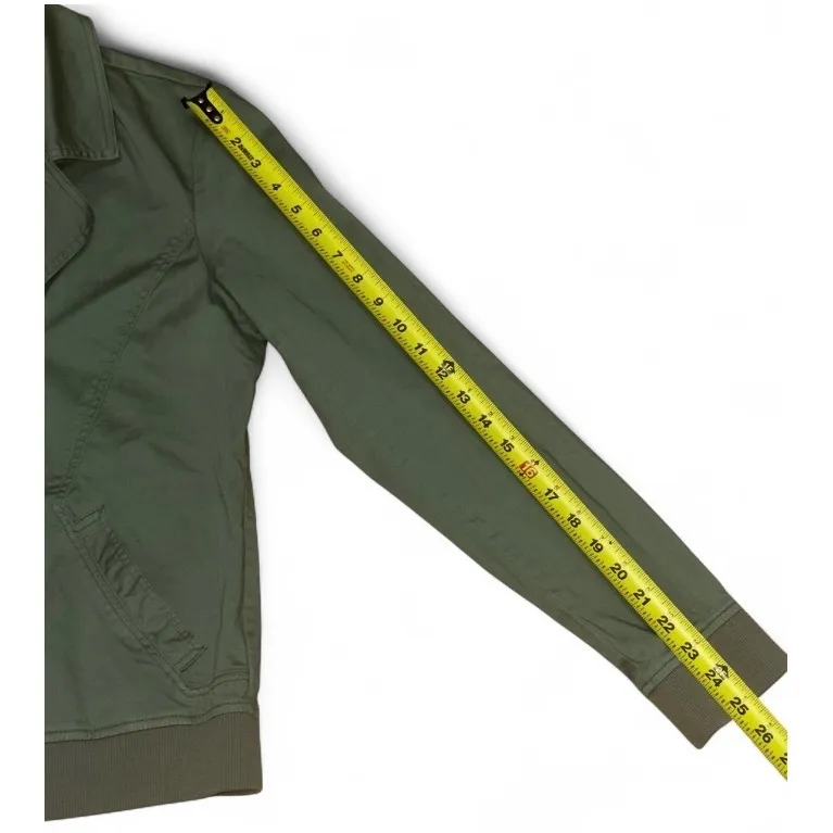 Volcom Women Olive Green Moto Jacket Asymmetrical Zip Bomber Style XL TG - Image 6