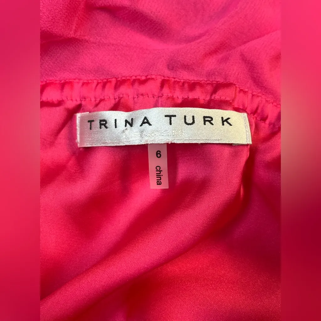 Trina Turk Naples Ruffle Wrap Dress‎ – 100% Silk, Hot Pink, Size 6 - Image 8