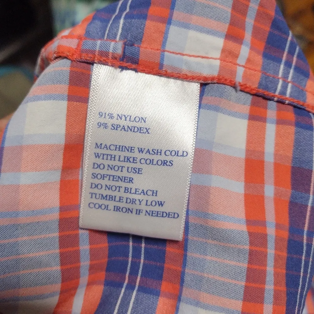 Southern Tide Orange and Blue Plaid Shirt - Image 4
