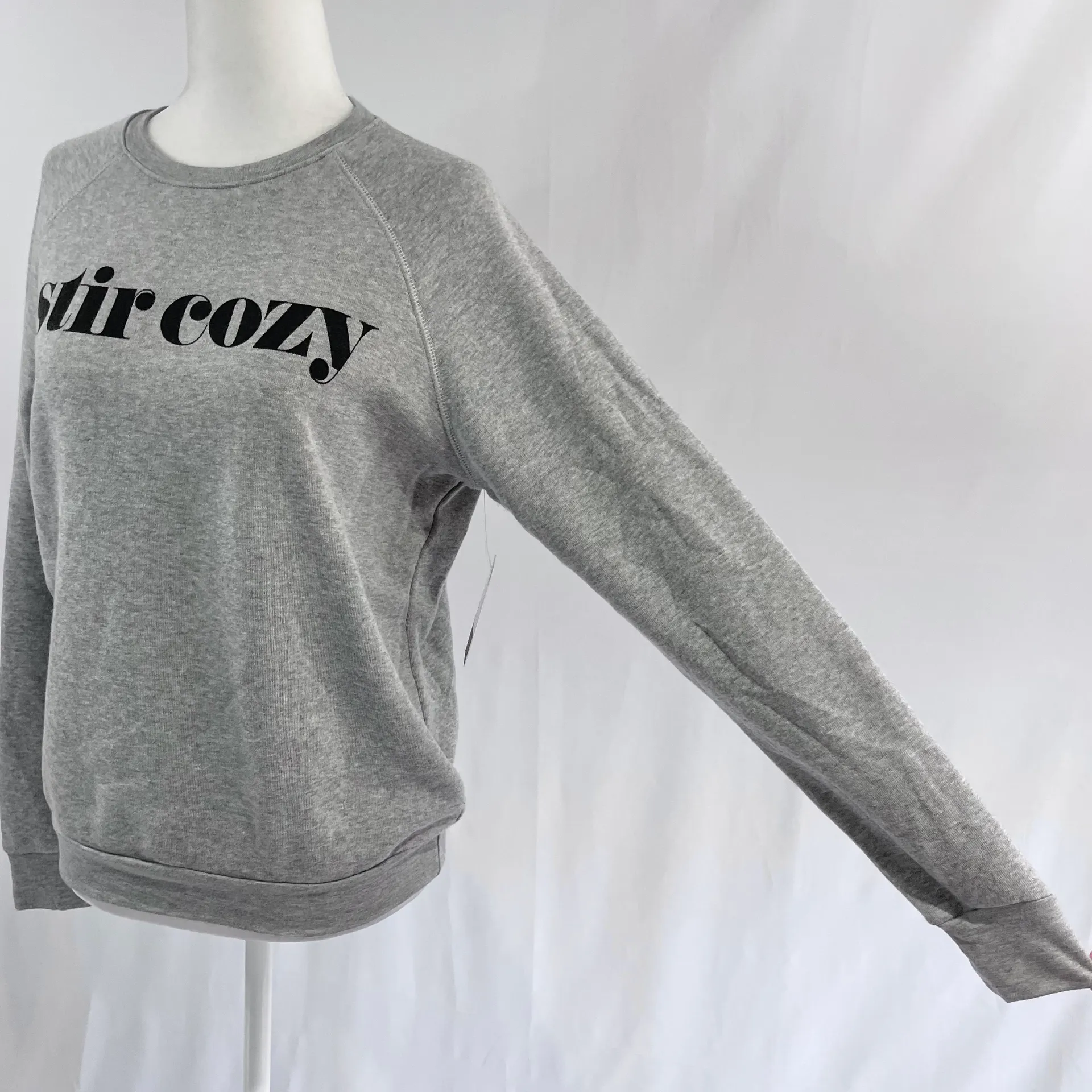 New  Stir Cozy Graphic Sweatshirt Raglan Long Sleeve Crewneck Pullover Grey - Image 7