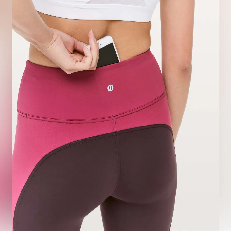 LULULEMON Wake & Train Tight Legging 28" in Black Satin / Star Ruby Size 2 - Image 5