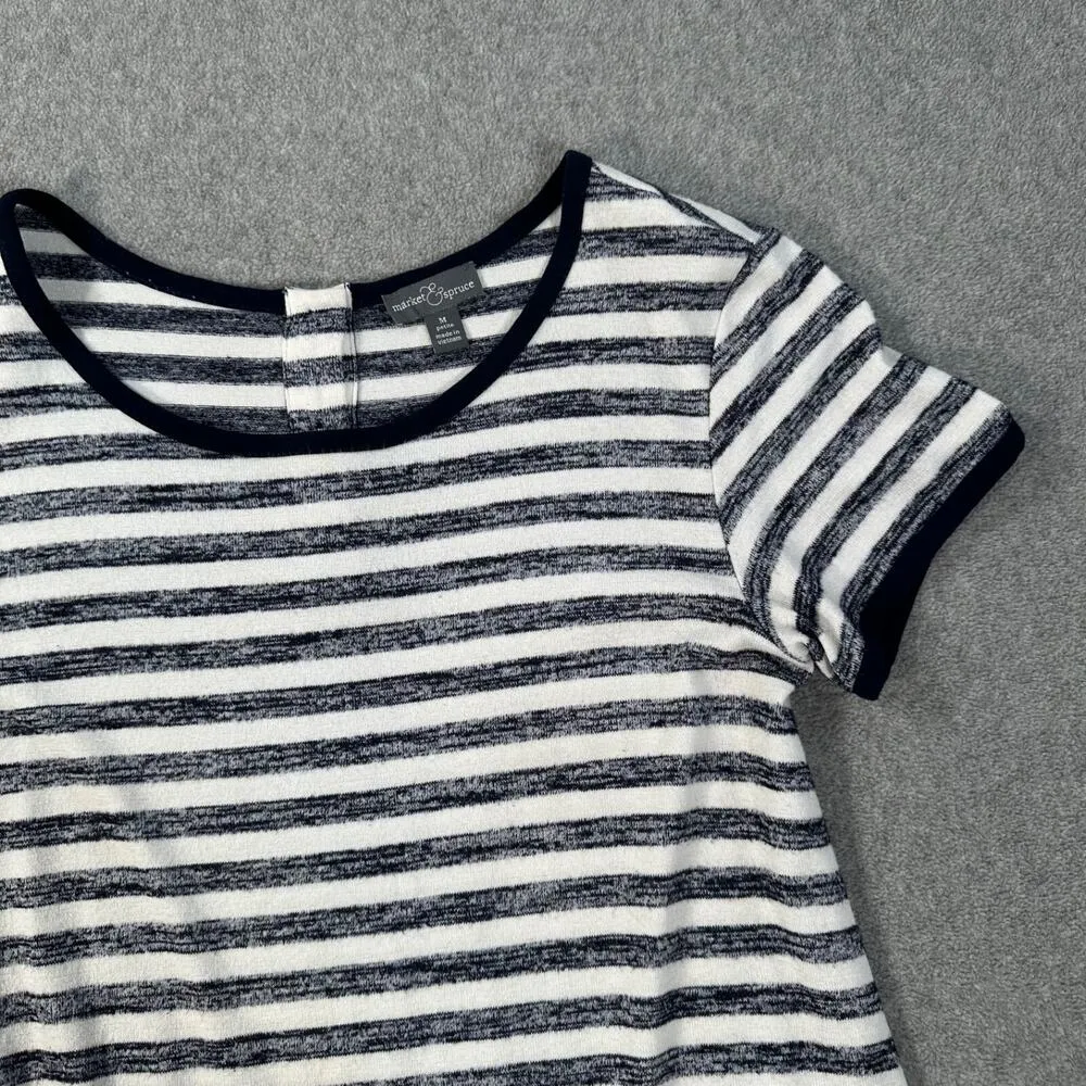 Market & Spruce Britta T-Shirt Dress Short Sleeve Petite Medium Blue Stripe - Image 4