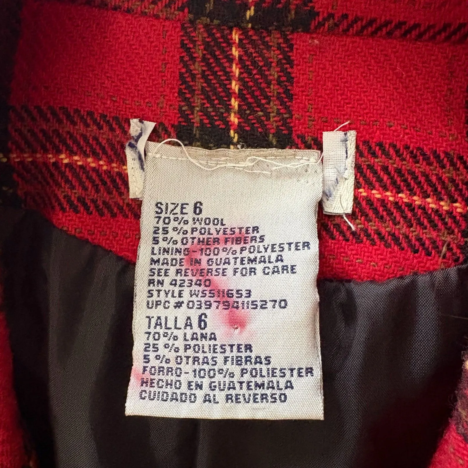 Vintage Oversized Wool Blend Blazer Red Tartan Plaid Shoulderpad Academia Size 6 - Image 3