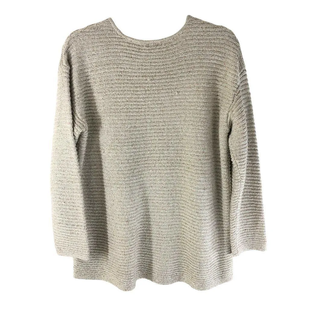 Chicos Womens Sweater Chunky Knit Metallic Pullover Beige Gold Size 2 US L - Image 2