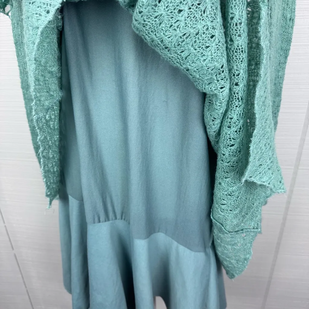 Pretty Angel Teal Knit Layered Dress Tunic Asymmetrical Lace Whimsical Fairycore Blue Size L - Image 5