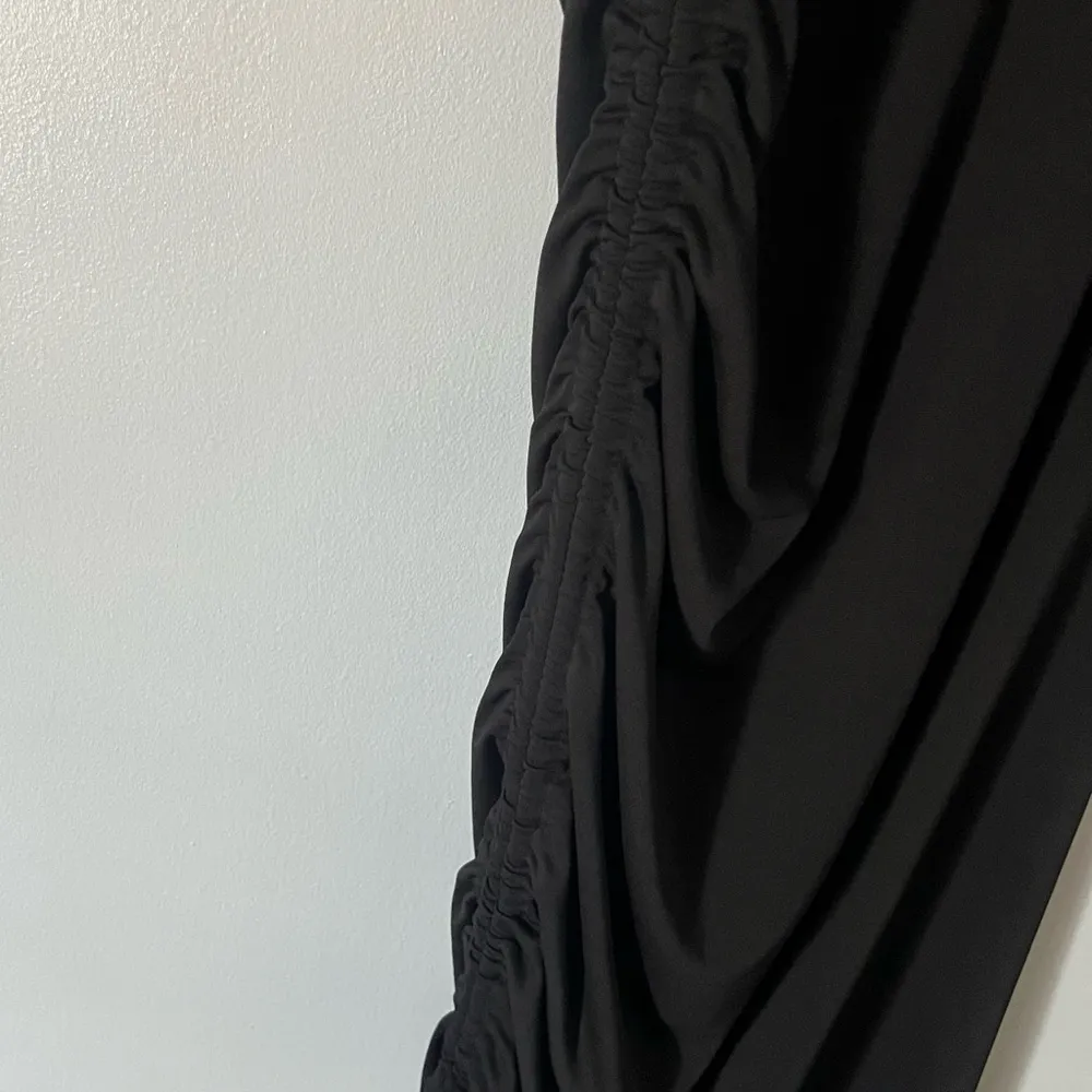 Zara Black Asymmetrical Ruched Bodycon Dress - Image 5