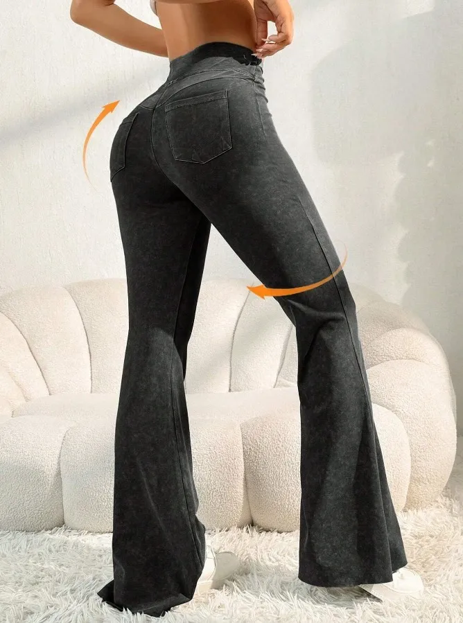 Flare Jean Style Yoga Pants - Image 4