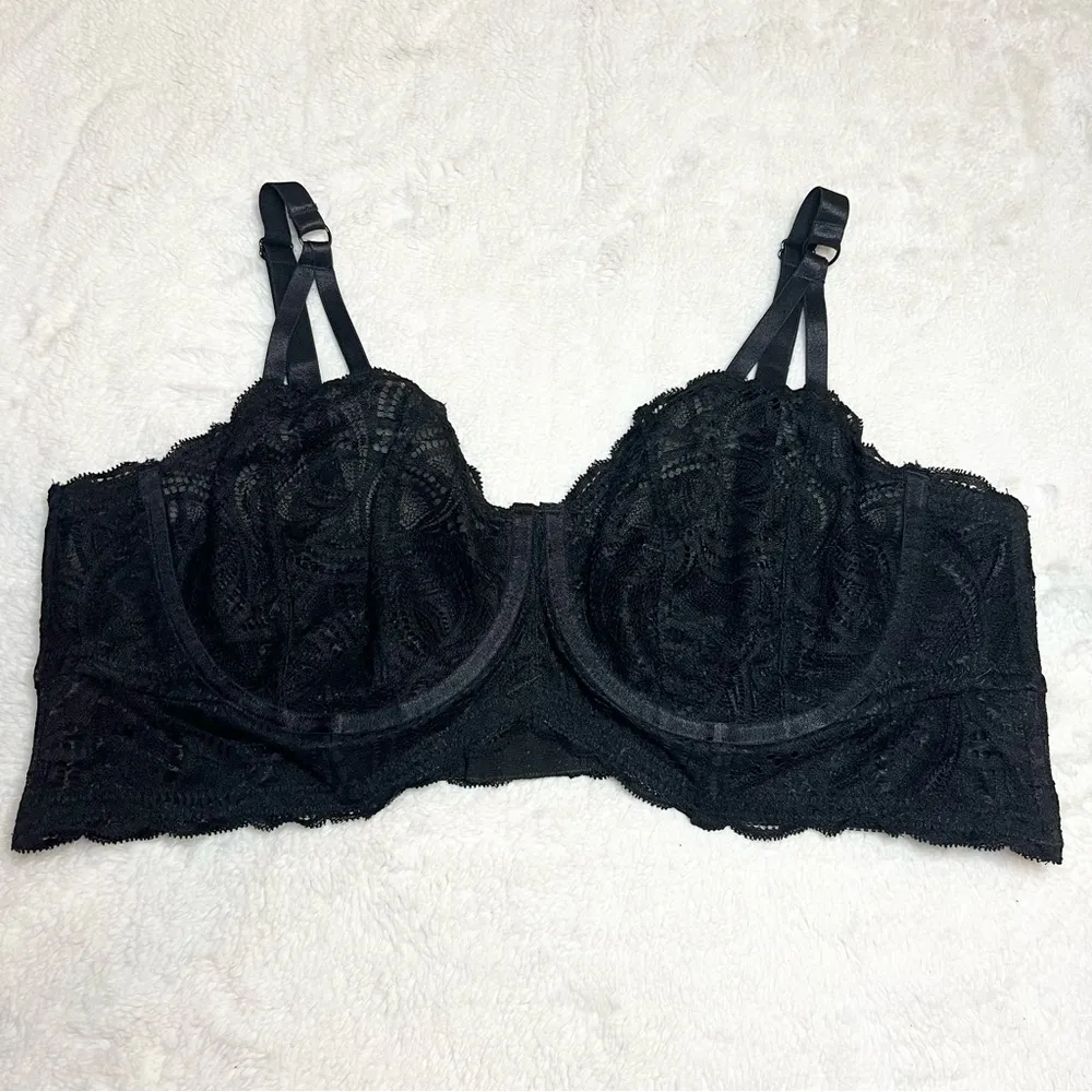 Torrid Curve Black Lace Underwire Longline Bralette Size 2X - Image 3