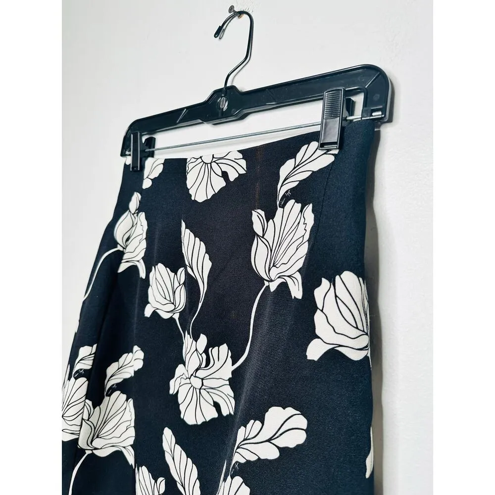 ADAM LIPPES x RTR Women's Black White Floral Twill Vacay Pencil Skirt Size 0 - Image 5