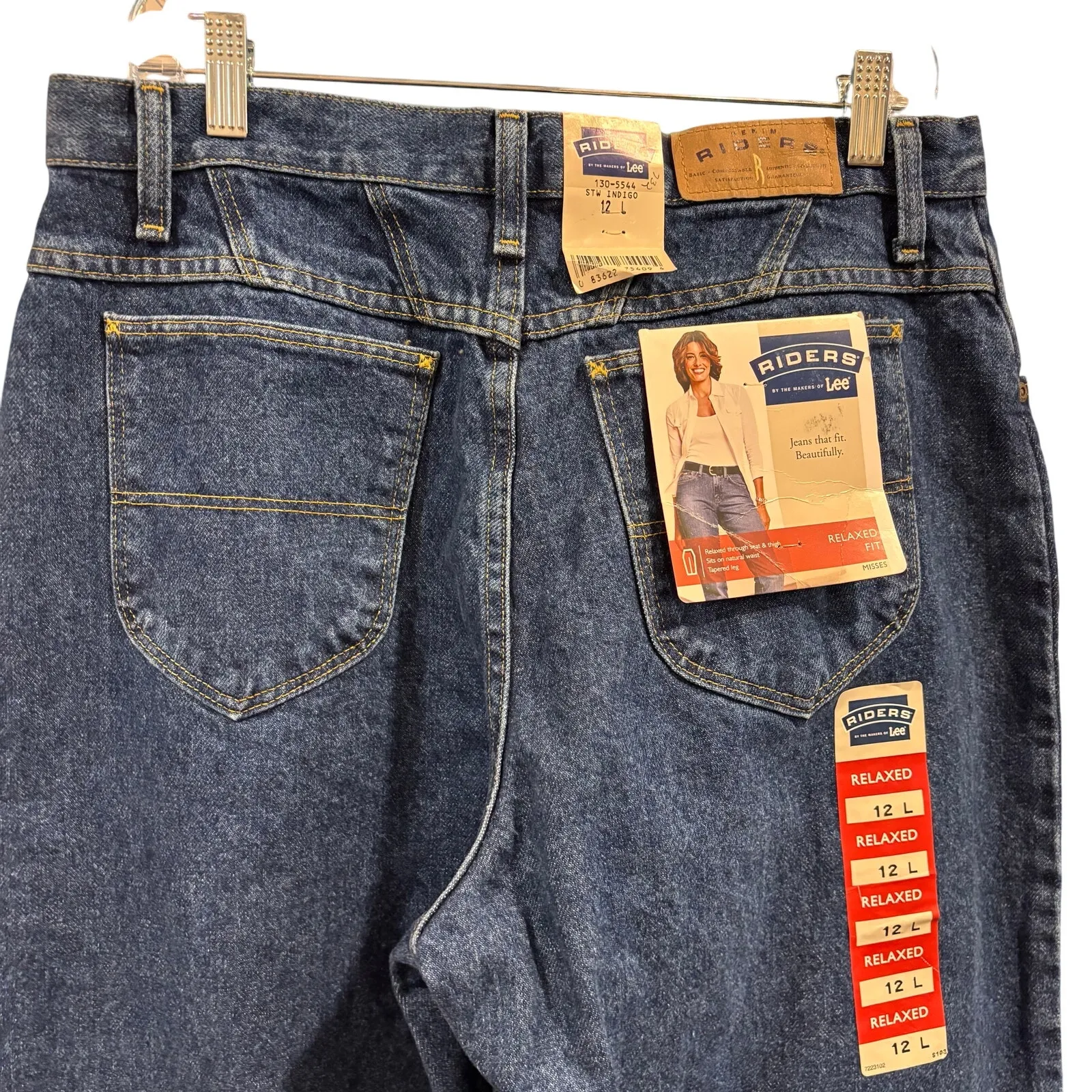 Y2K retro dark wash straight leg denim mom jeans, high waisted, size 12, NWT Blue - Image 7