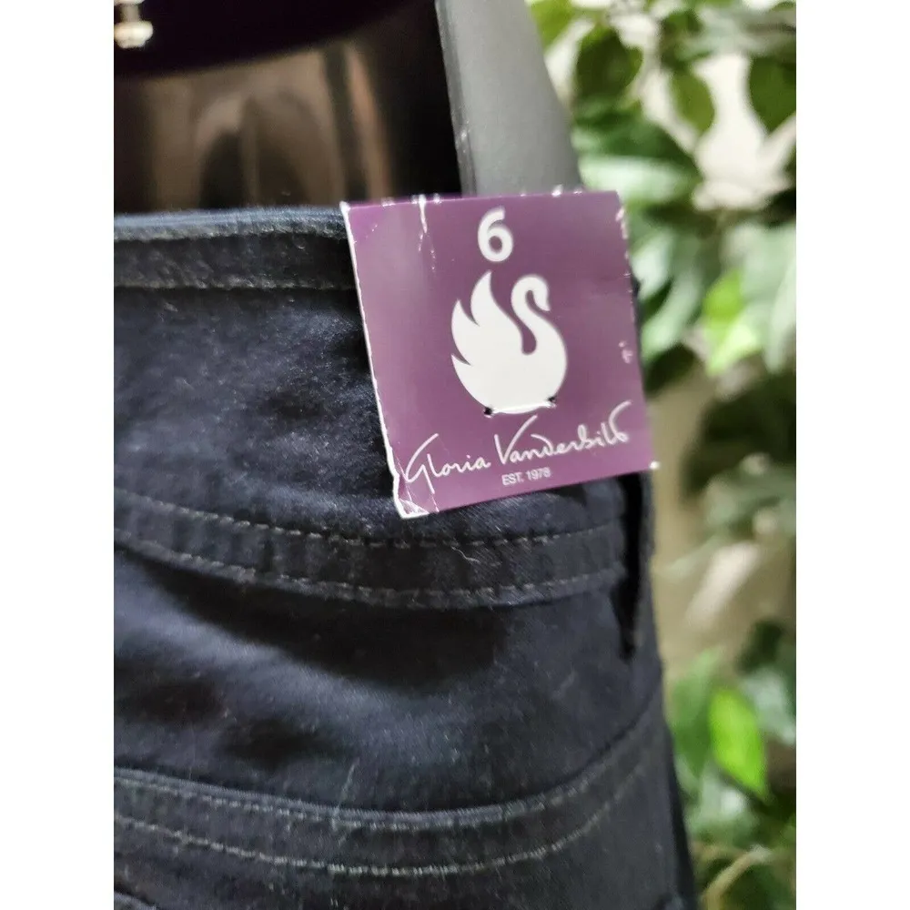 Gloria Vanderbilt Women's Blue Cotton High Rise Wide Legs Pull On Casual Pant 6 - Image 7