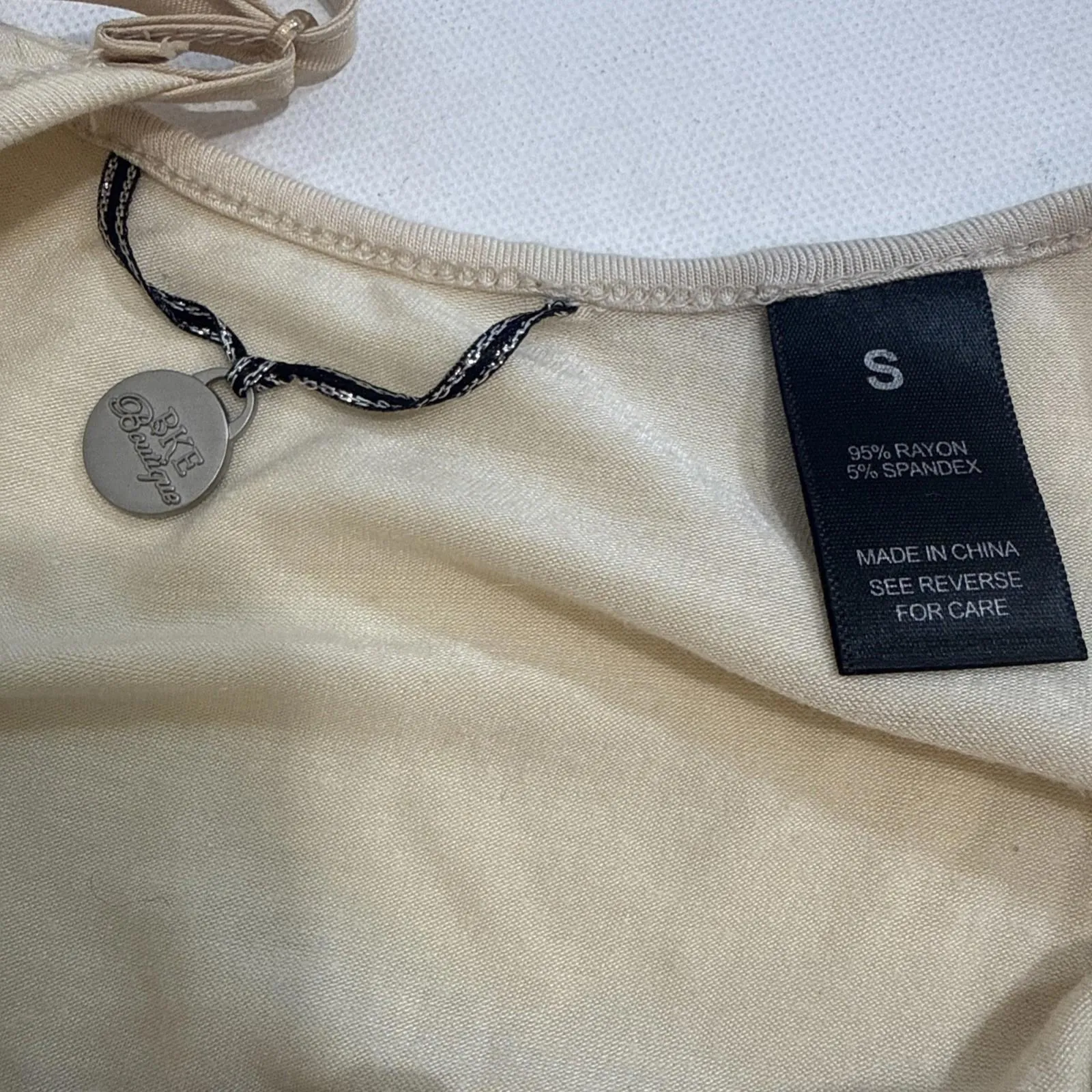 BKE Sequin Metal Beaded Tank Top Cami Y2K Boho Hippie Sheer Blouse Size Small - Image 9