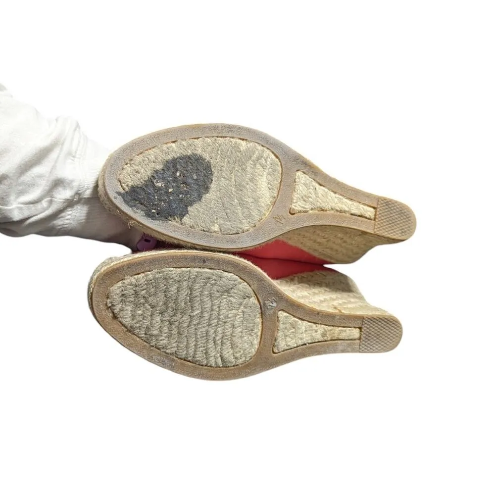 J Crew Seville Espadrille Wedges Canvas Salmon Pink Womens 7.5 Heels Summer Twee - Image 4
