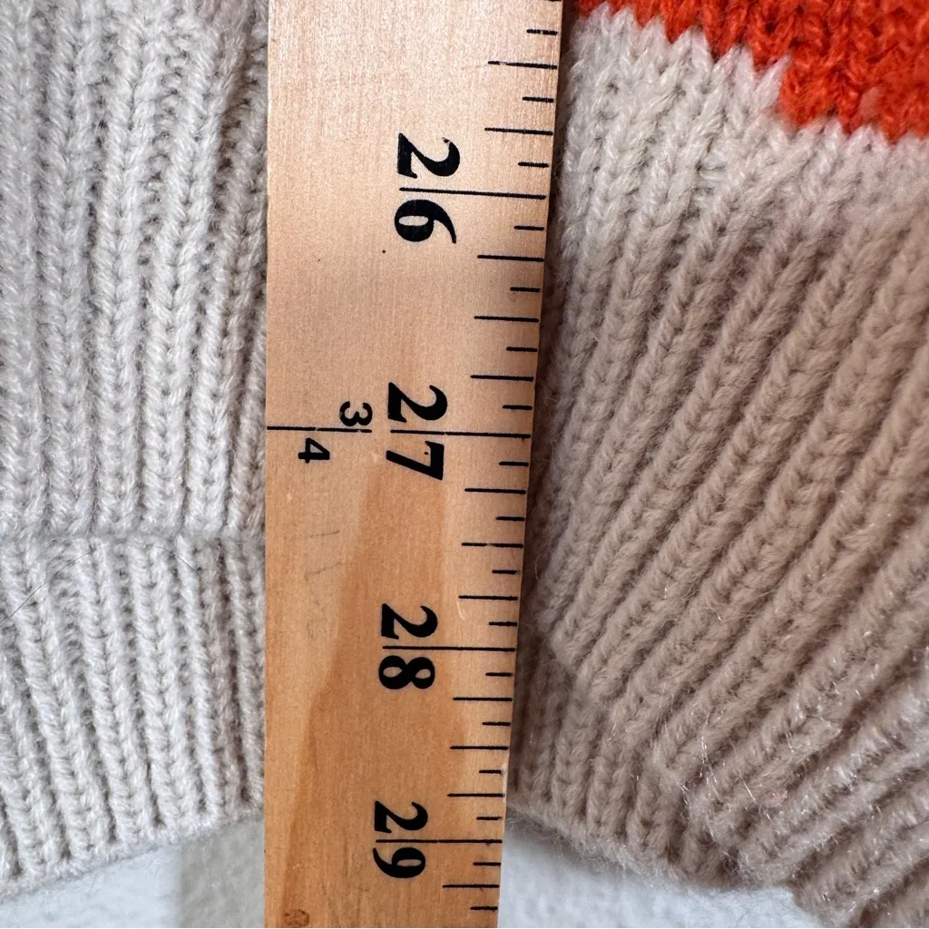 Sherry Taylor Orange Tan Open Knit Striped Sweater Womens L Chunky Fall Casual Size L - Image 4