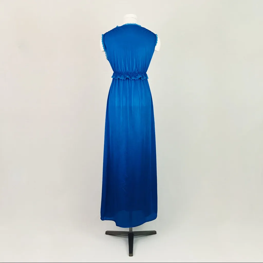 Vintage 90’s Lace Nightgown + Robe in Cerulean Blue | Size M Size M - Image 14