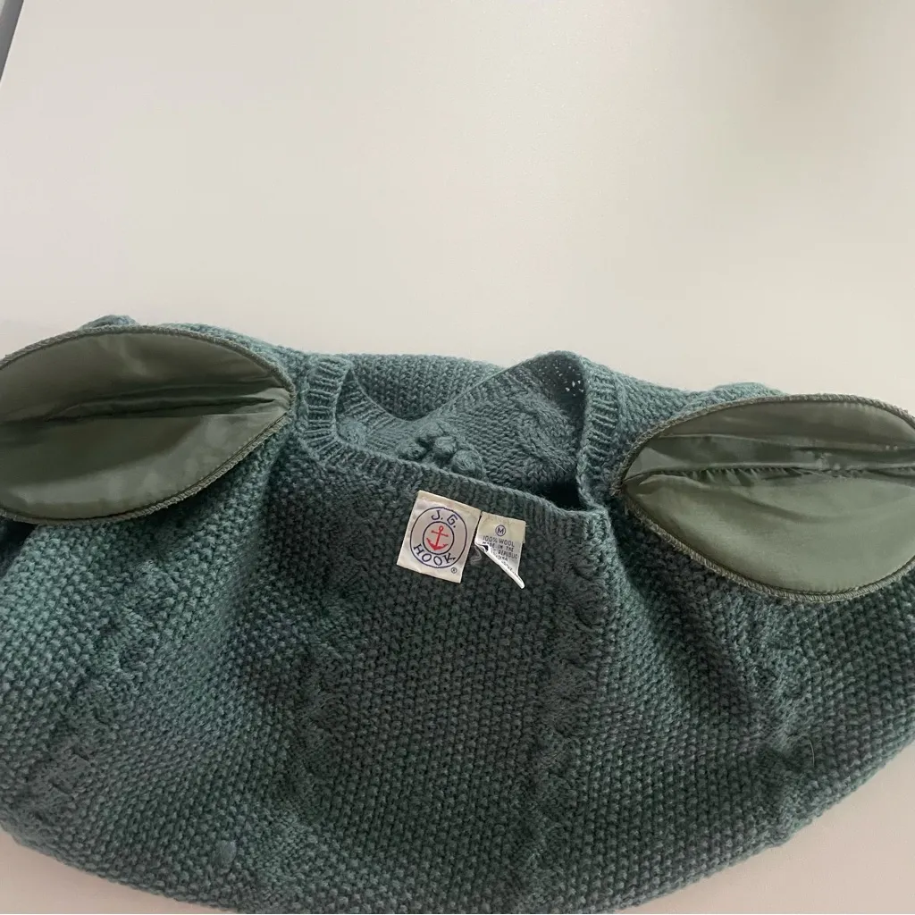 JG Hook 100% Wool Vintage Sweater With Shoulder Pads Green Size M - Image 6