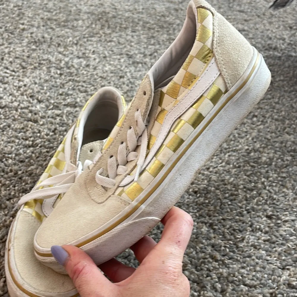 Vans  Gold Checkered Suede Sneakers - Image 2