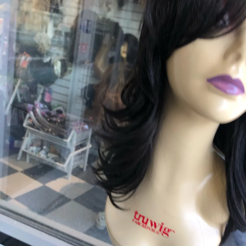 Dark black wig bangs wig - Image 7