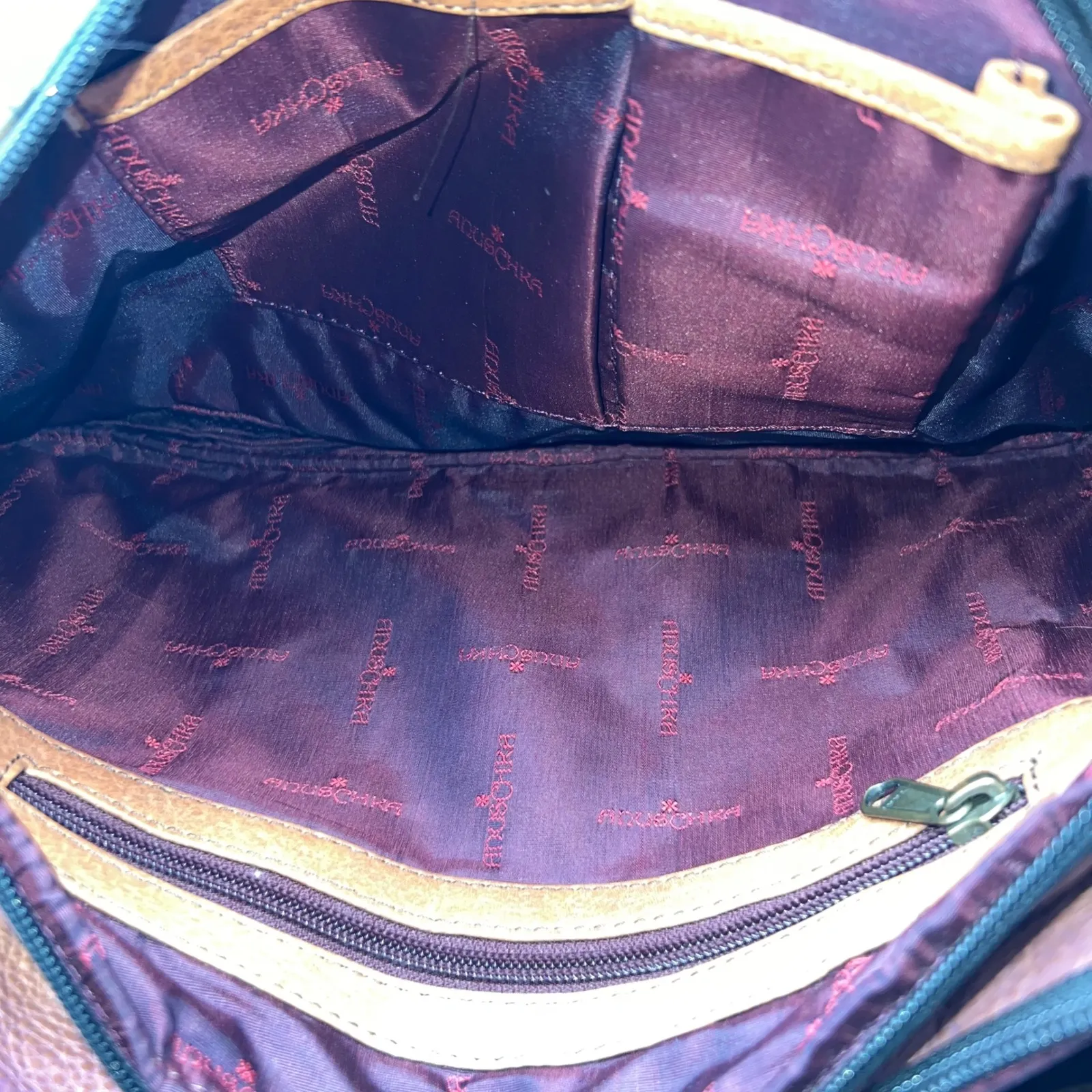 Anuschka Hand Painted Leather Satchel Crossbody Bag Floral Design Colorful - Image 6