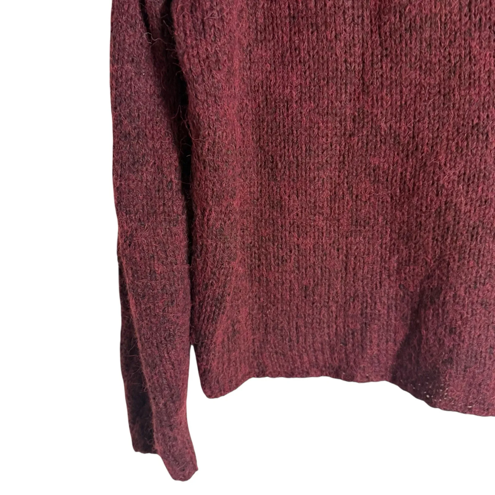 Barbour Maroon Red Alpaca Wool Turtleneck Knit Pullover Sweater Size 8 - Image 3