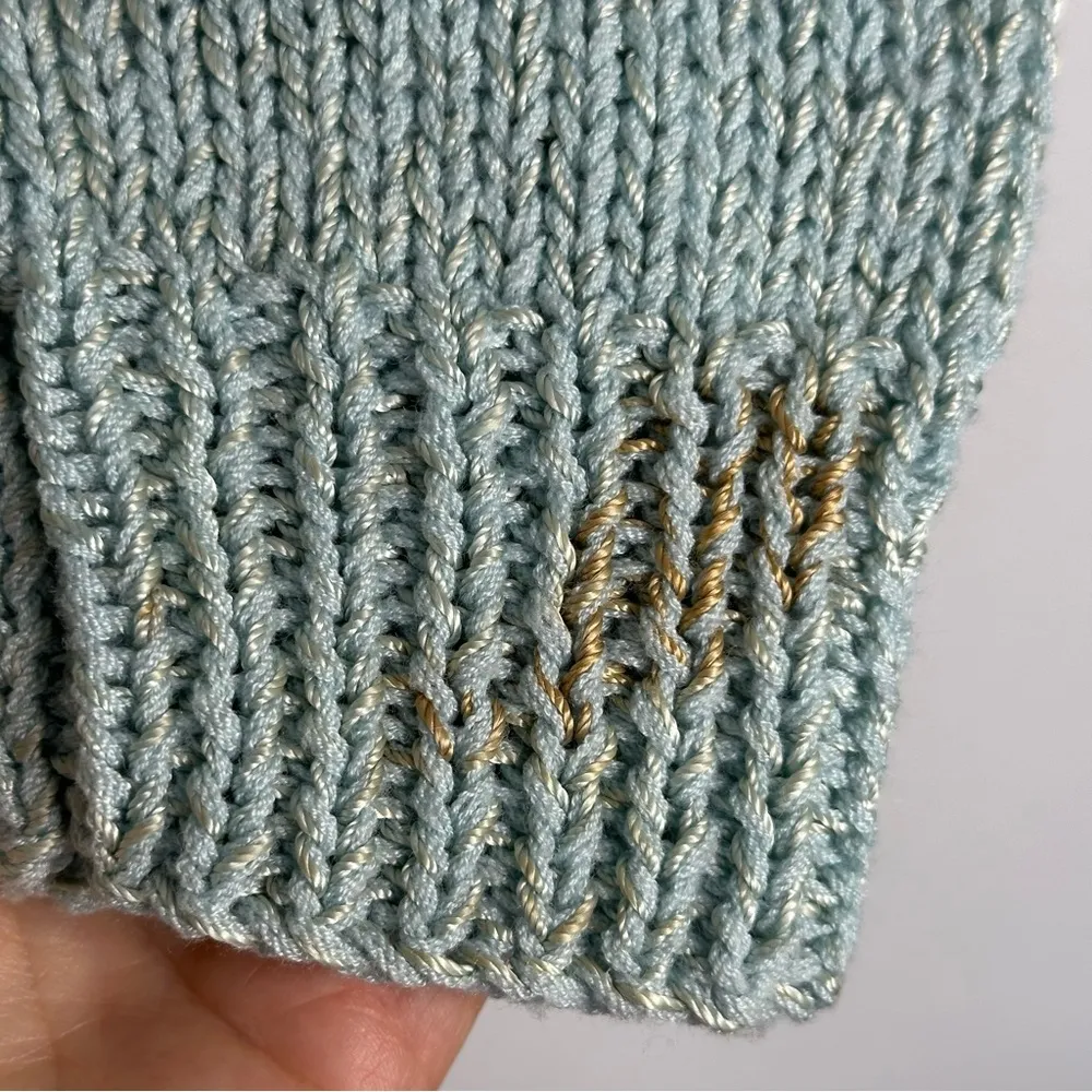 Vintage Handknit Blue Button Up Sweater Sz M Size M - Image 6