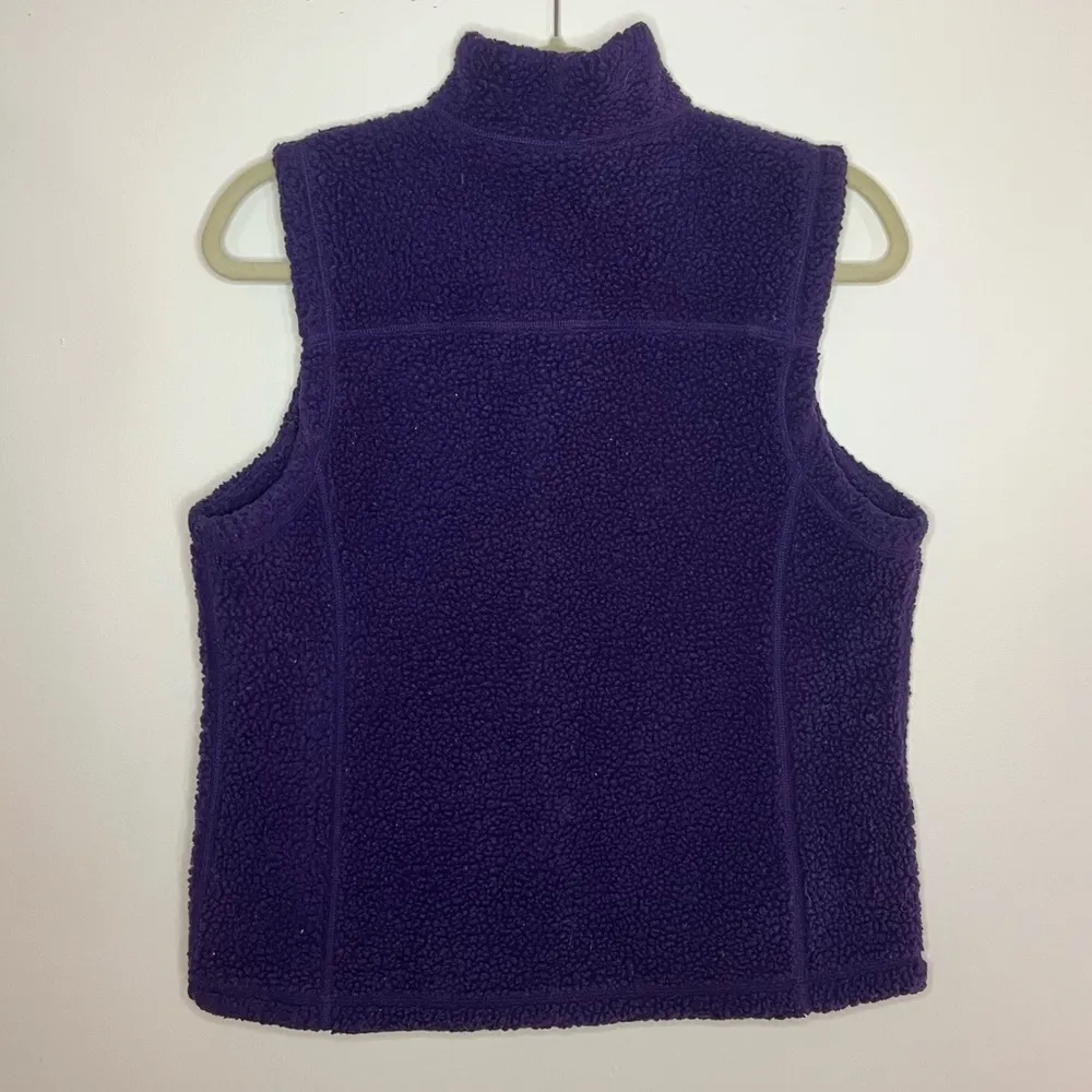 LL Bean Purple Sherpa Vest Embroidered Trim - Image 2