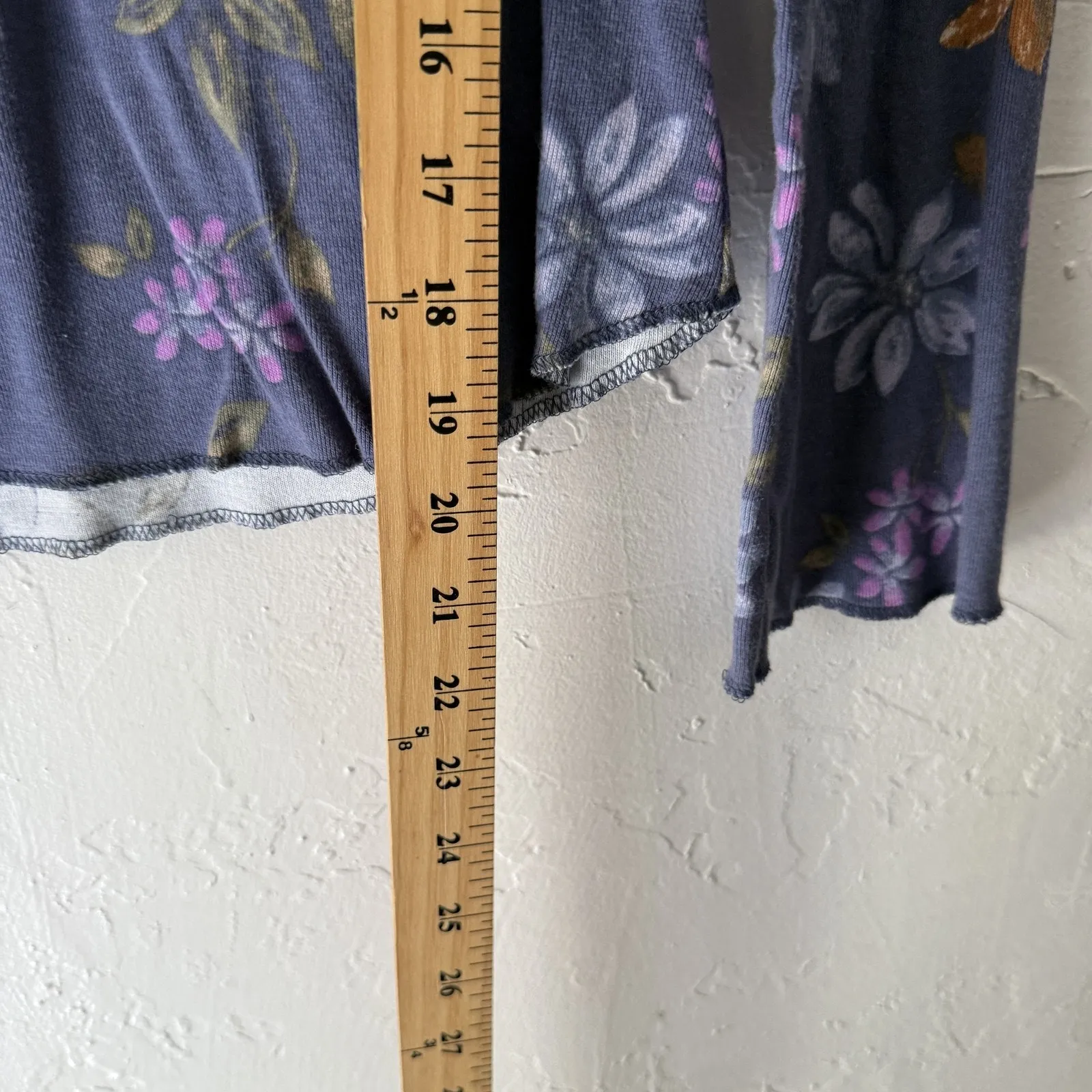 Gloria Vanderbilt Y2k Shirt Small Blue Floral Long Sleeve Stretch Top Casual - Image 5