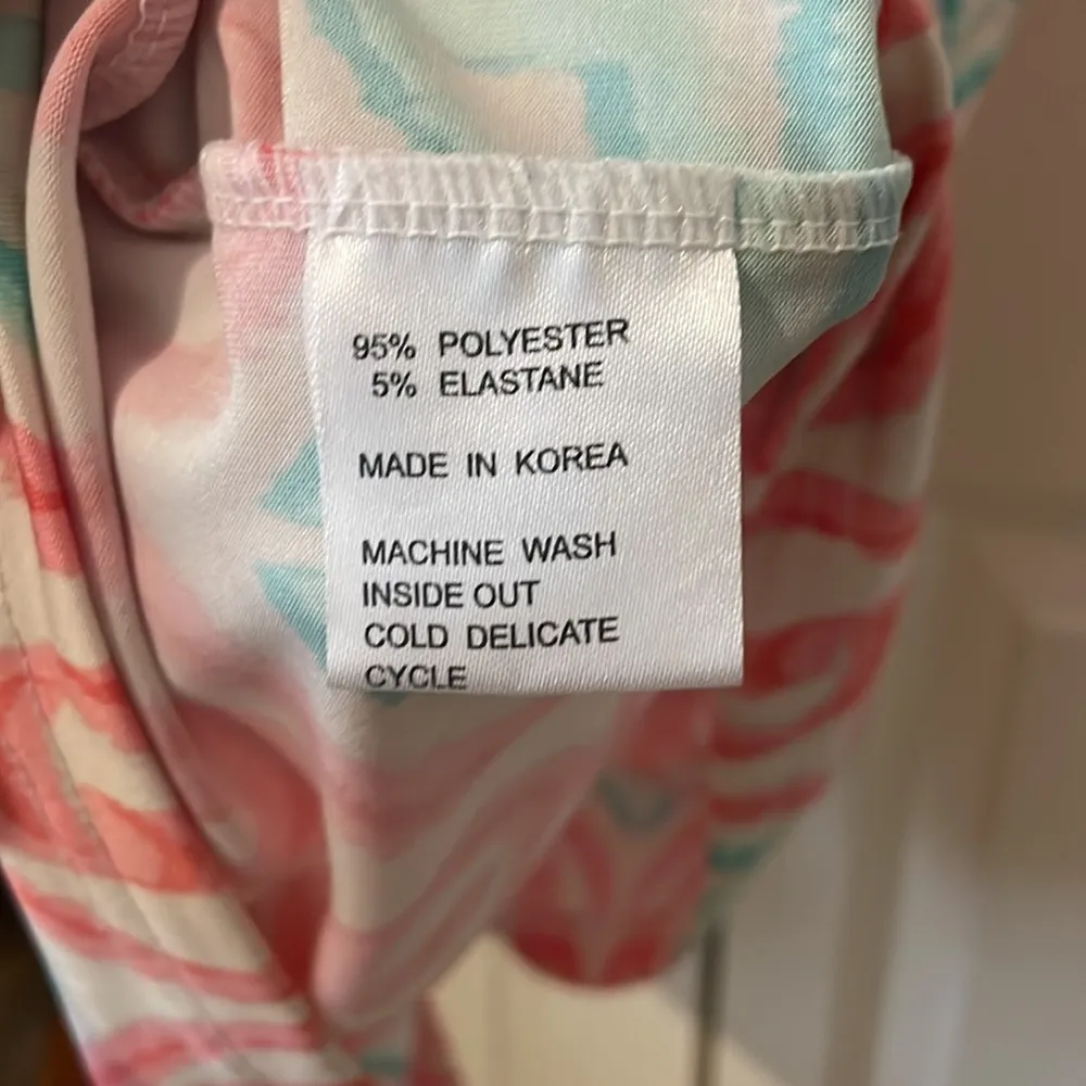 Faux Wrap V Neck Dress Watercolor Swirl Patterned - Image 4