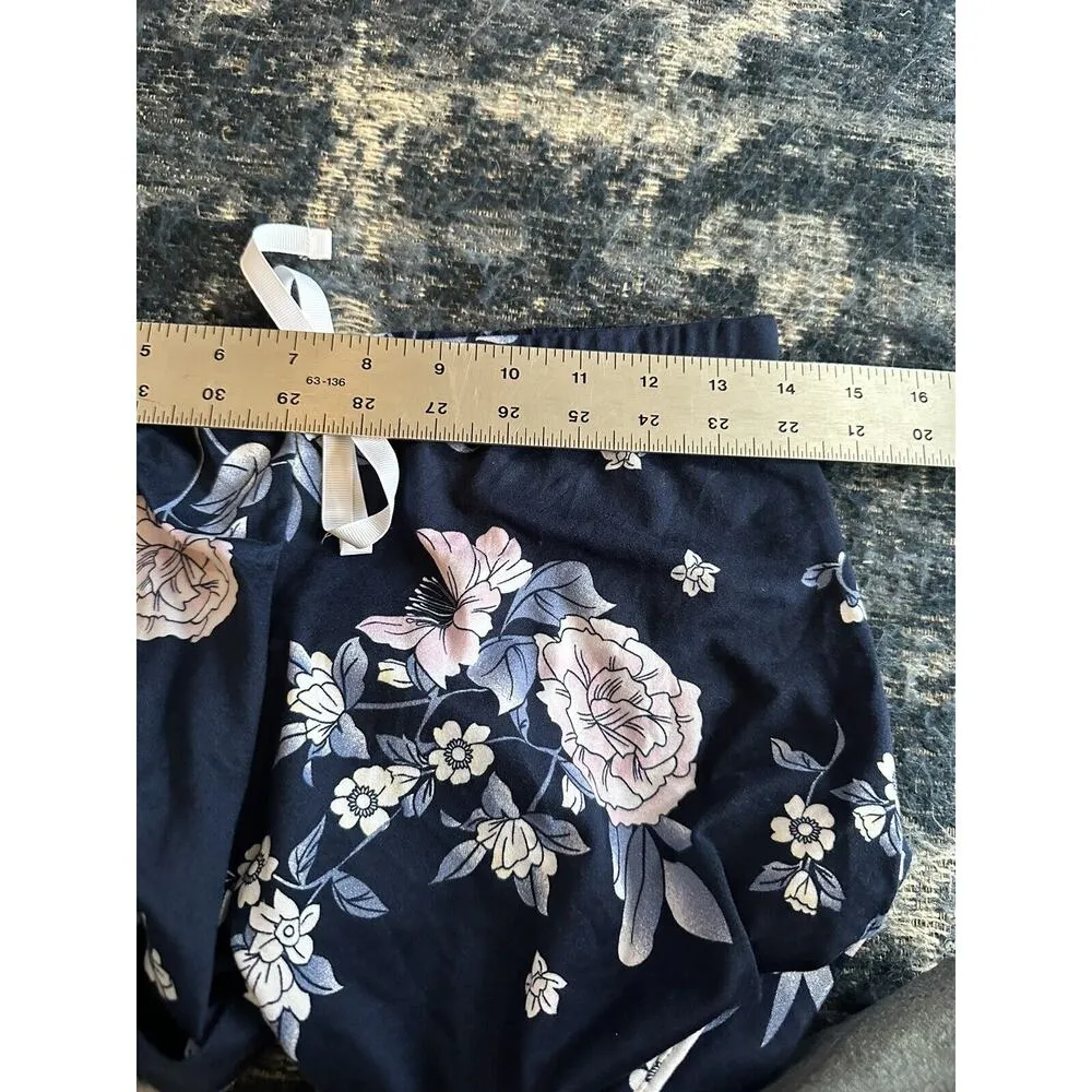 LJONES NEW YORK Navy Blue Floral Print Pajamas Shirt/Short Set Size Medium - Image 11