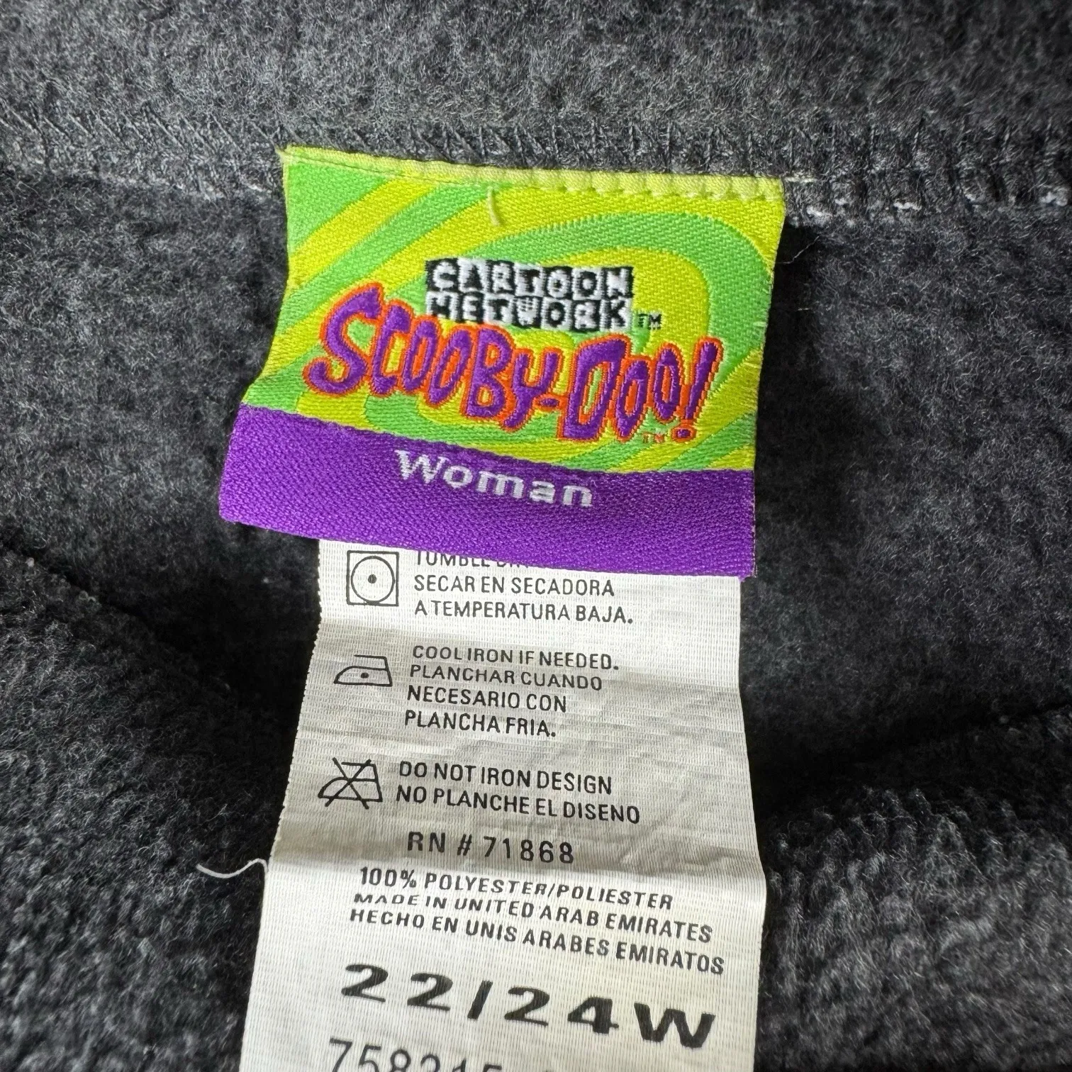 Vtg Y2K Cartoon Network Scooby Doo Embroidered 1/4 Zip Fleece Sweatshirt 22/24 - Image 2