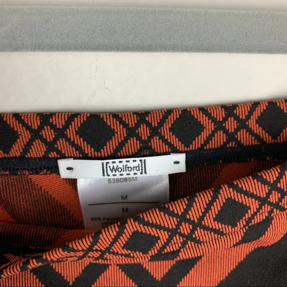 WOLFORD Tilla Pencil Skirt Black & Carnelian M Orange Size M - Image 4