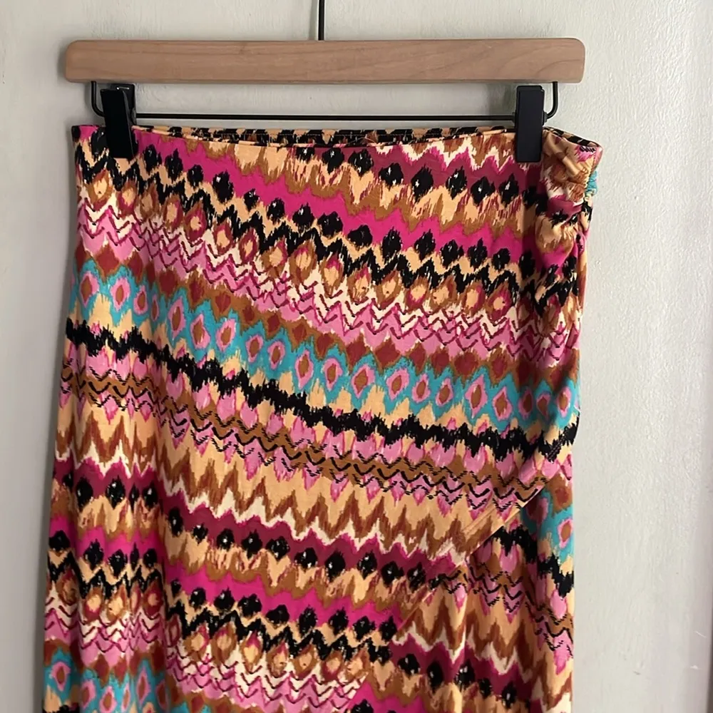 BODEN Side Split Jersey Midi Skirt Multi Textured Ikat Pink Size 8 - Image 4