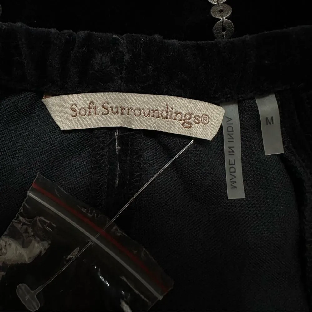 NWOT Soft Surroundings Black Velvet Sequins A-Line Flare Skirt - Image 9