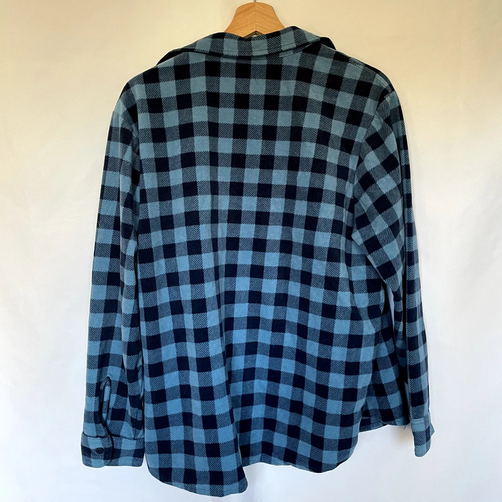 Riders by Lee blue black checkered fleece button down jacket women's size XL - Image 7