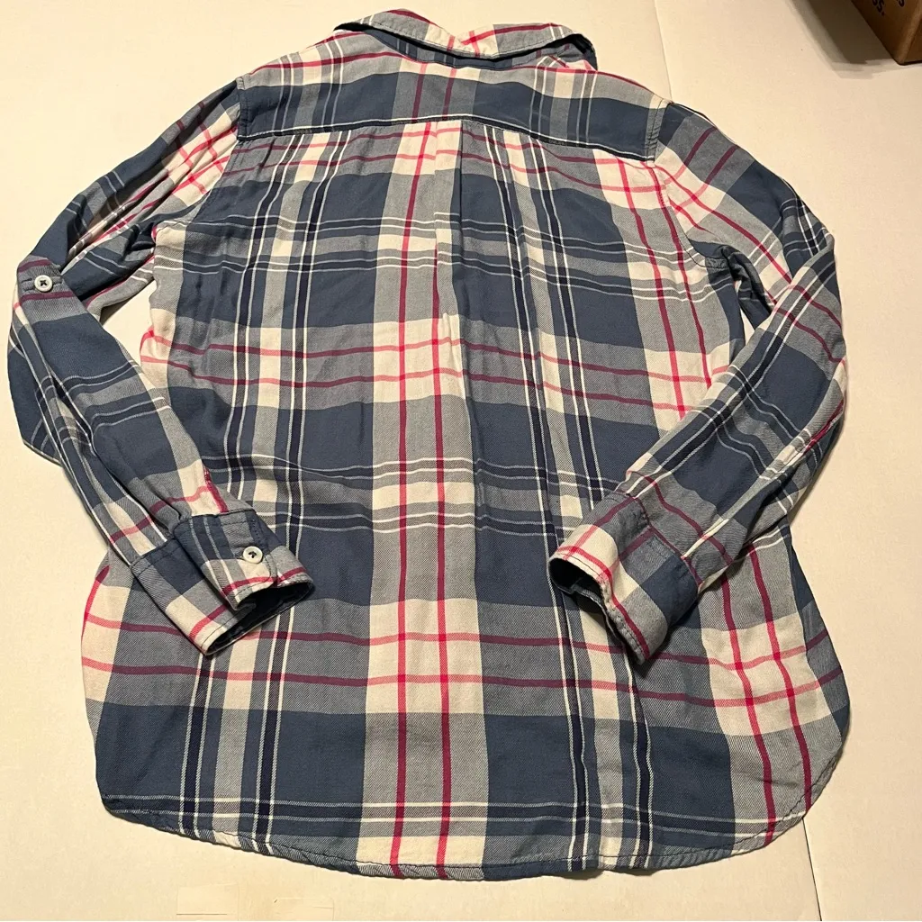 Woolrich Womens Size Small Blue White Pink Plaid Button Front Shirt Long Sleeve - Image 8