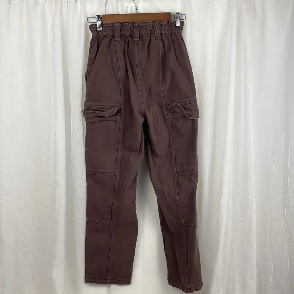 PACSUN Unisex Men Women Brown Cargo Cotton Skate Grunge Utility Denim Pants XS - Image 2