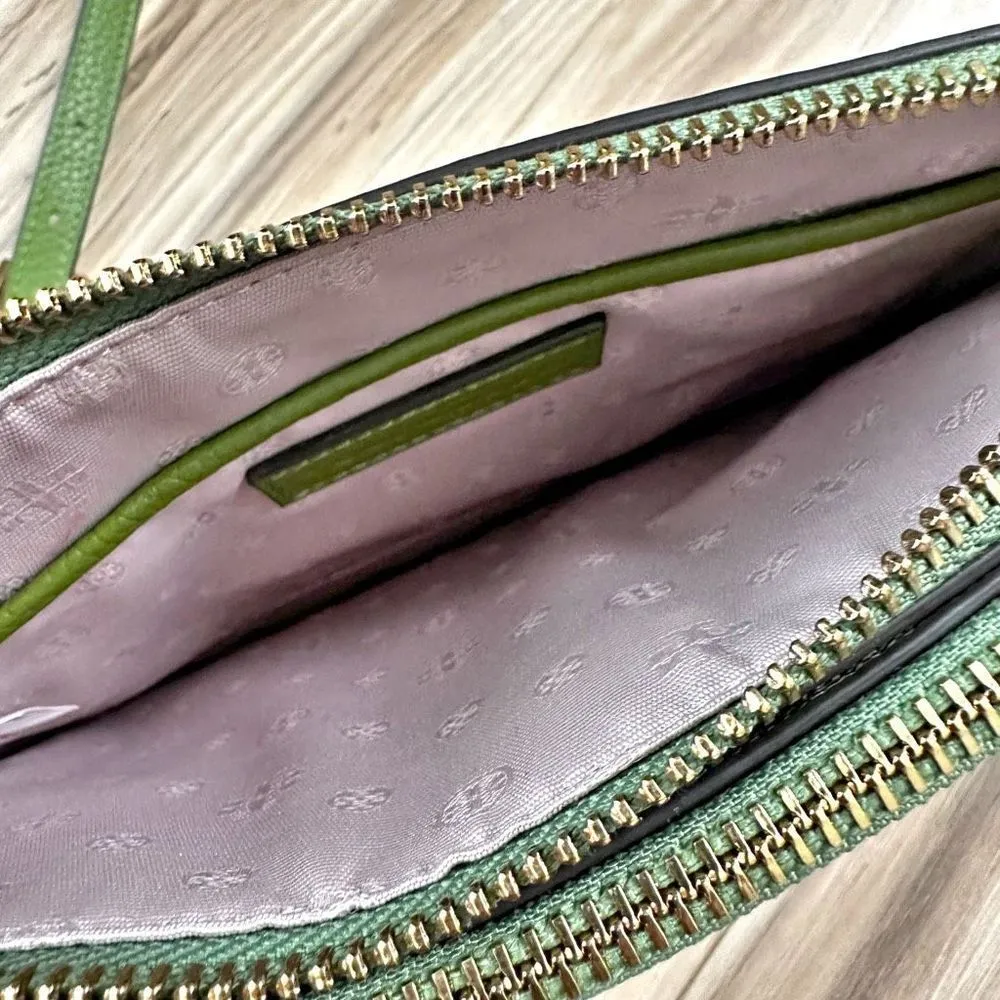 TORY BURCH | Blake Green White Gingham Crossbody Double Zip 3 Compartment Bag - Image 7