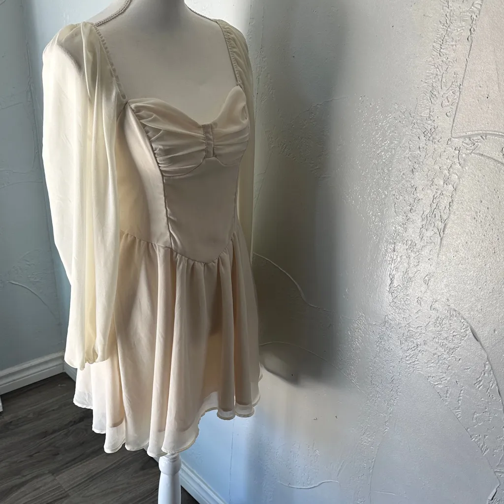 SHEIN Cream Long Sleeve Dress - Image 3