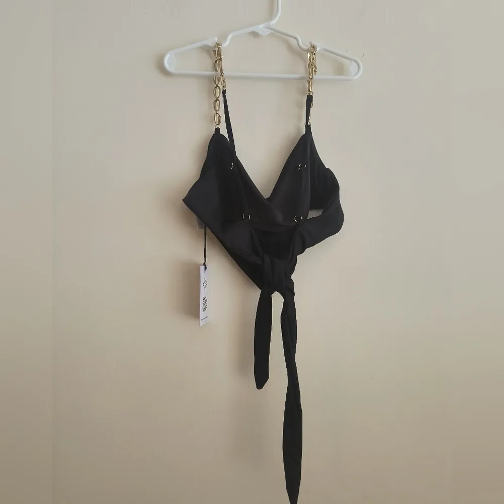 WeWoreWhat Black  Bandana Gold Sea Shell Kerchief Y2K Swim Top Size Medium - Image 4