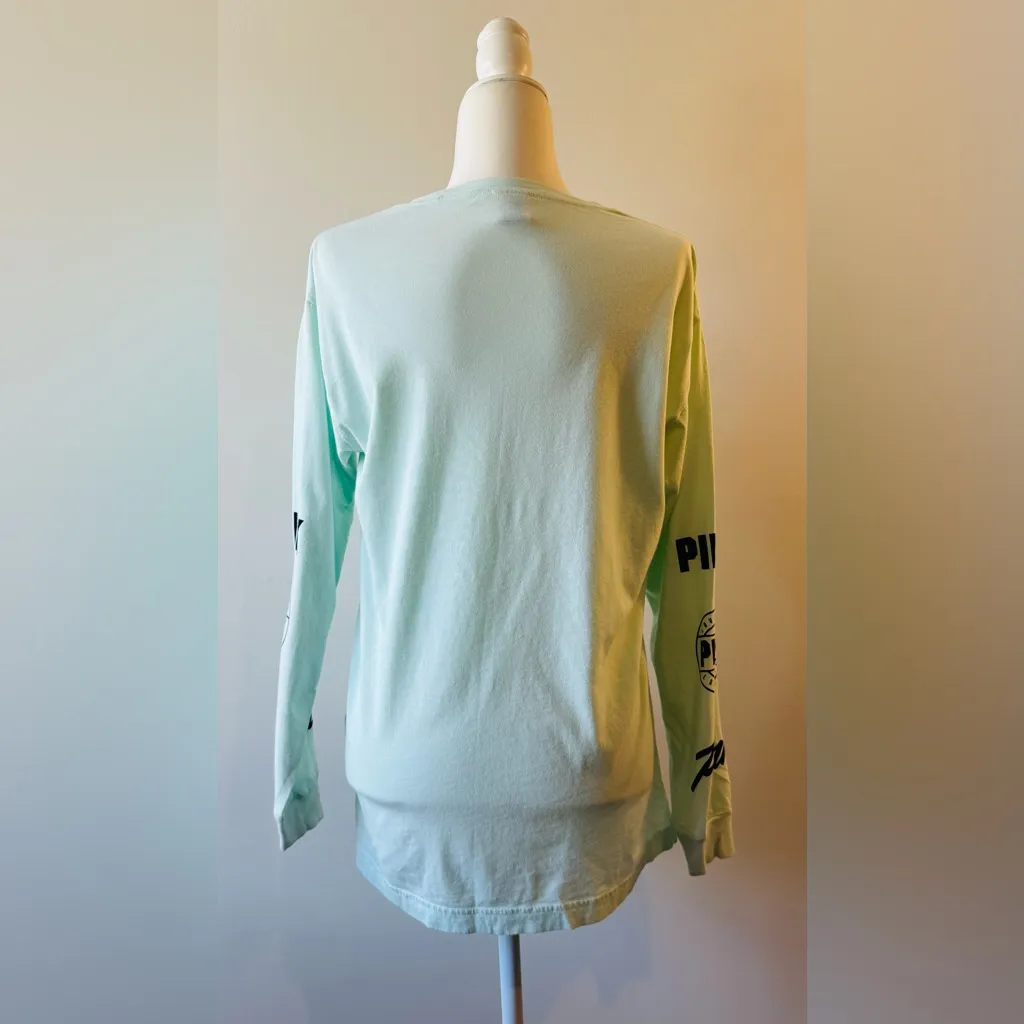 PINK Victoria's Secret Campus Long Sleeve Mesh V Neck Shirt Mint Size XS - Image 5