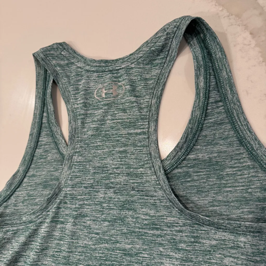 Under Armour Tech Twist Racerback Tank Top Women’s Small Loose Fit Heather Green - Image 7