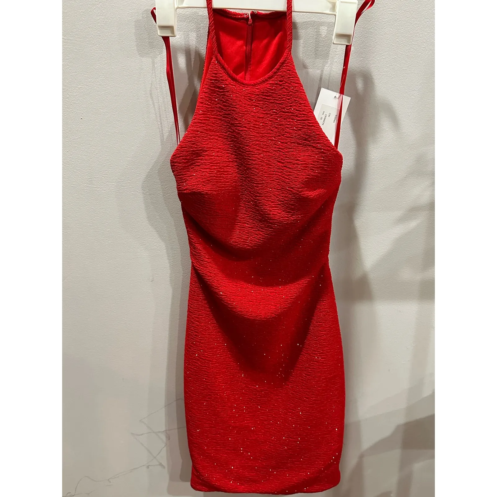 Jovani NWT Sz.00 Red Glitter Knit Backless Bodycon Party Formal Cocktail Dress - Image 12