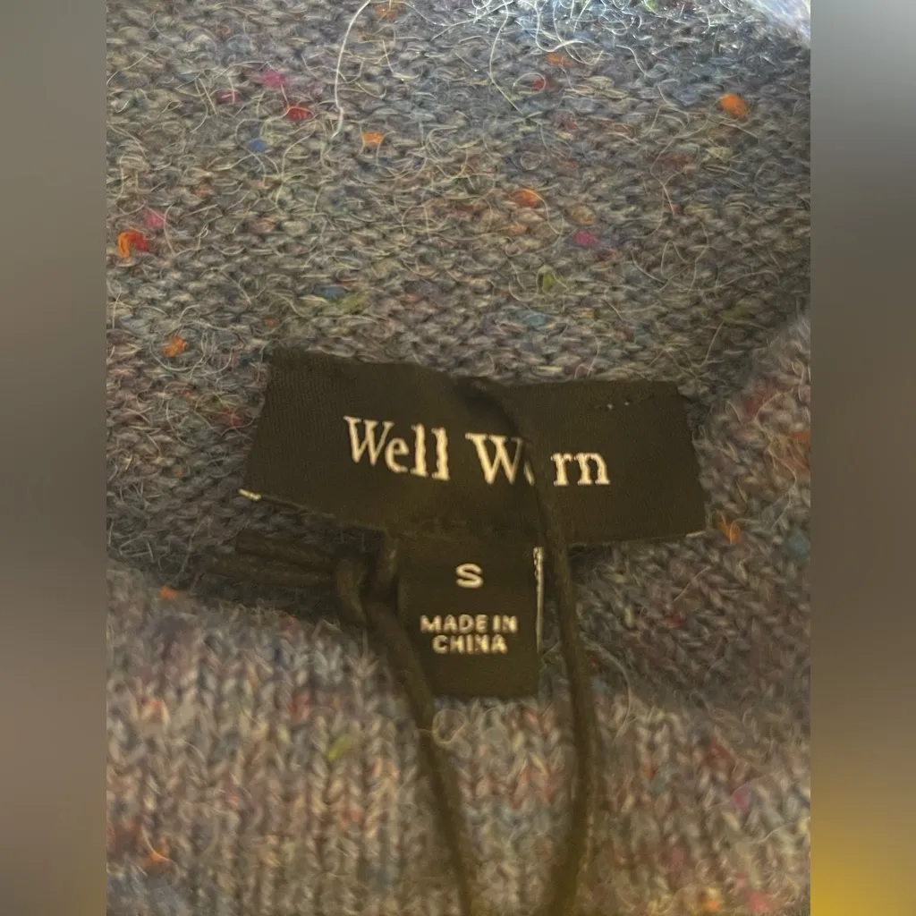 Well Worn Women’s Blue Mock Neck Pullover Sweater Size S Speckled Knit NWT - Image 5