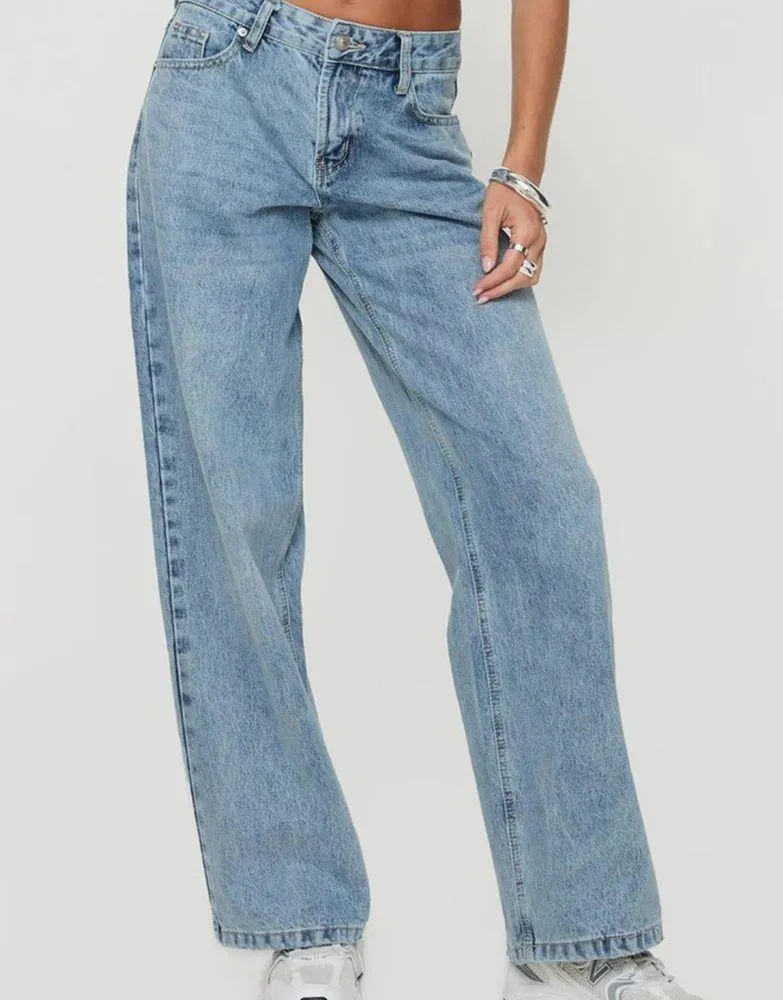 NWT princess polly mid rise relaxed jeans light wash denim us 2 - Image 2