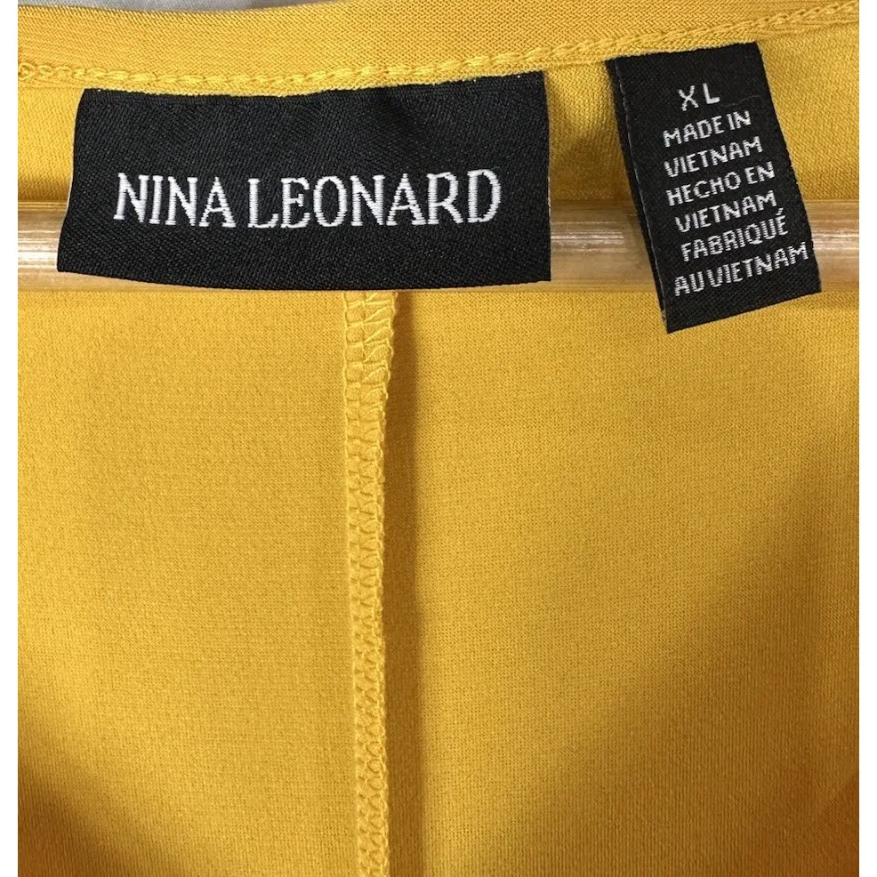 Nina Leonard‎ Women's Size XL Yellow Hi-Low Bodycon Maxi Dress Embroidery - Image 2