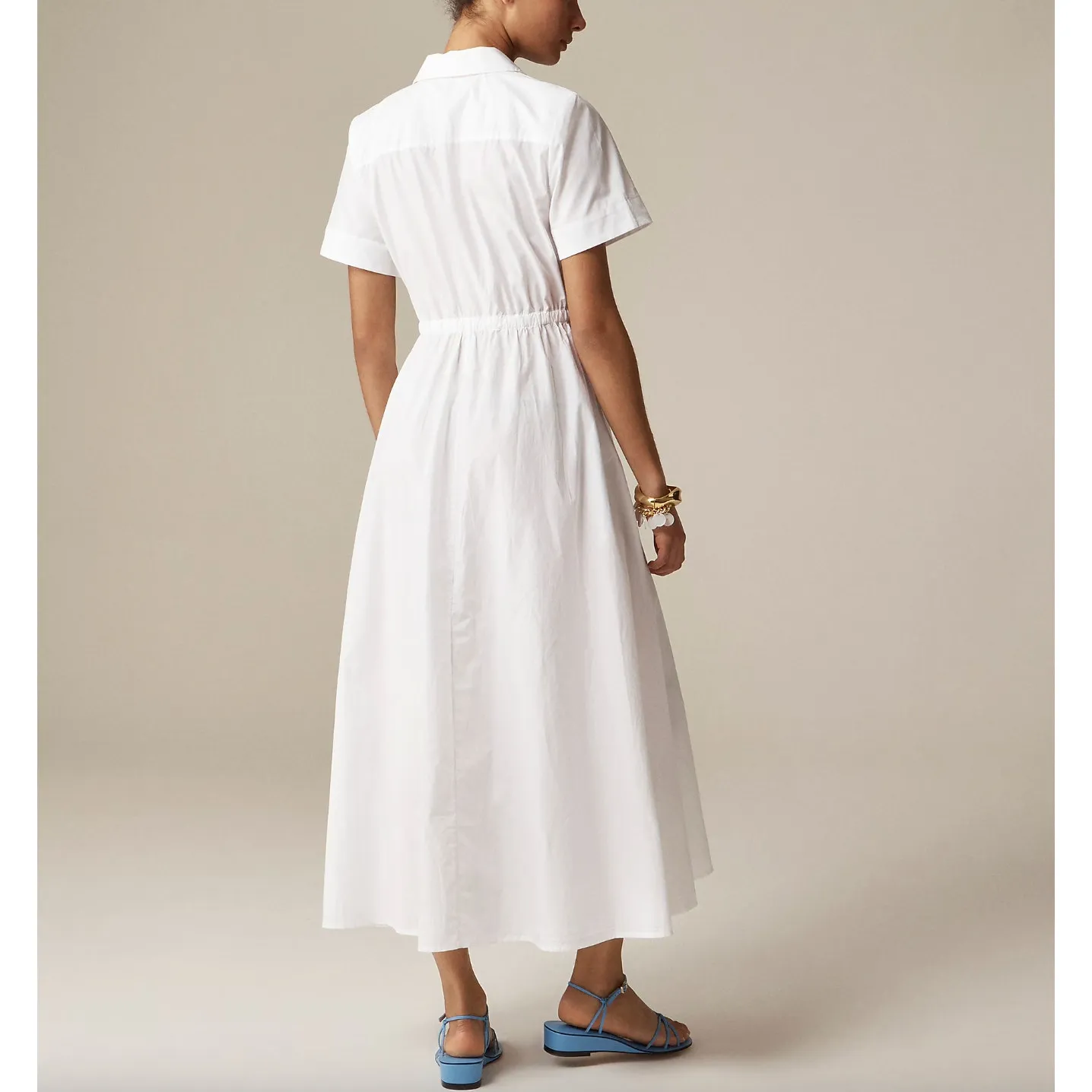 J.Crew Cerise Shirtdress Cotton Poplin Midi White Classic Minimalist US 12 NWT - Image 2