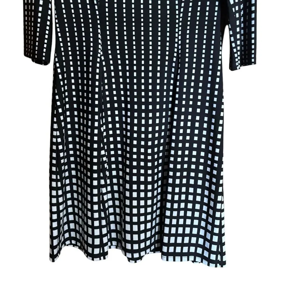 Joseph Ribkoff Cocktail Sheath Dress Womens 10 Black White Print Evening - Image 4