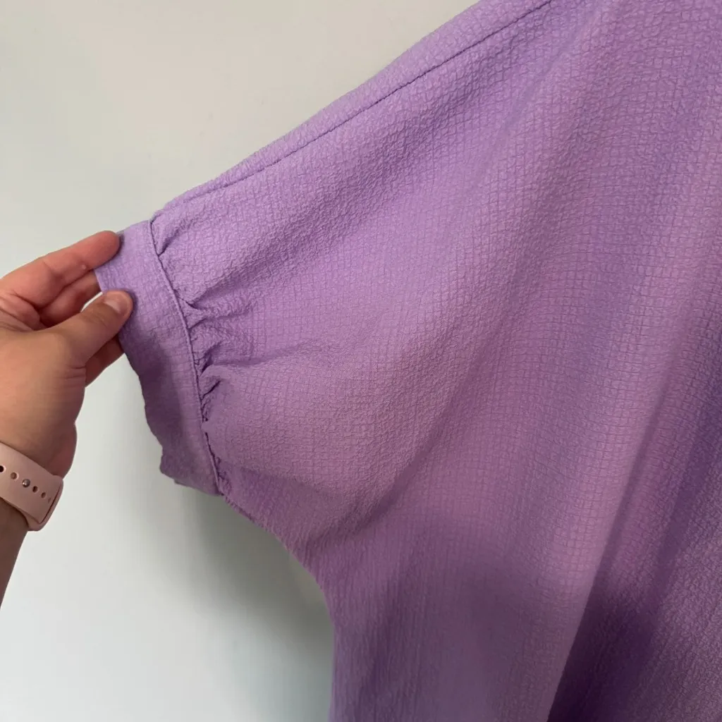 Andree by Unit Purple V-Neck Top Women's Plus Size 2X Gauzy Flowy Spandex Blend - Image 2