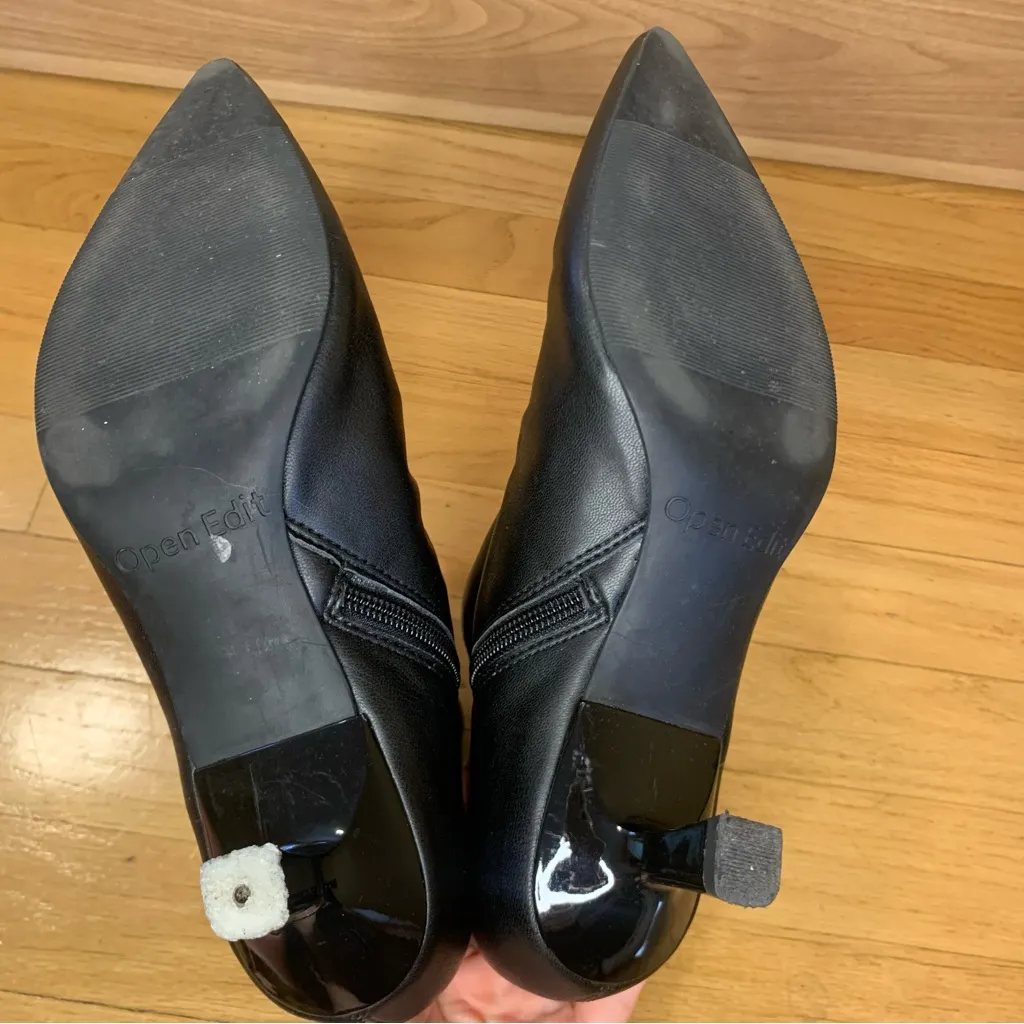 Open Edit  Pointed Toe Black Booties - Size 7 - Image 6