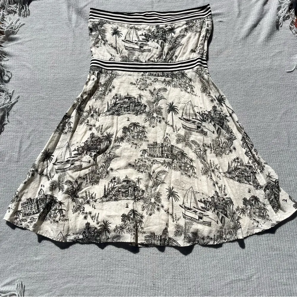 Tommy Bahama Women’s Marceau Linen Tropical Toile Strapless Dress Size XL - Image 6